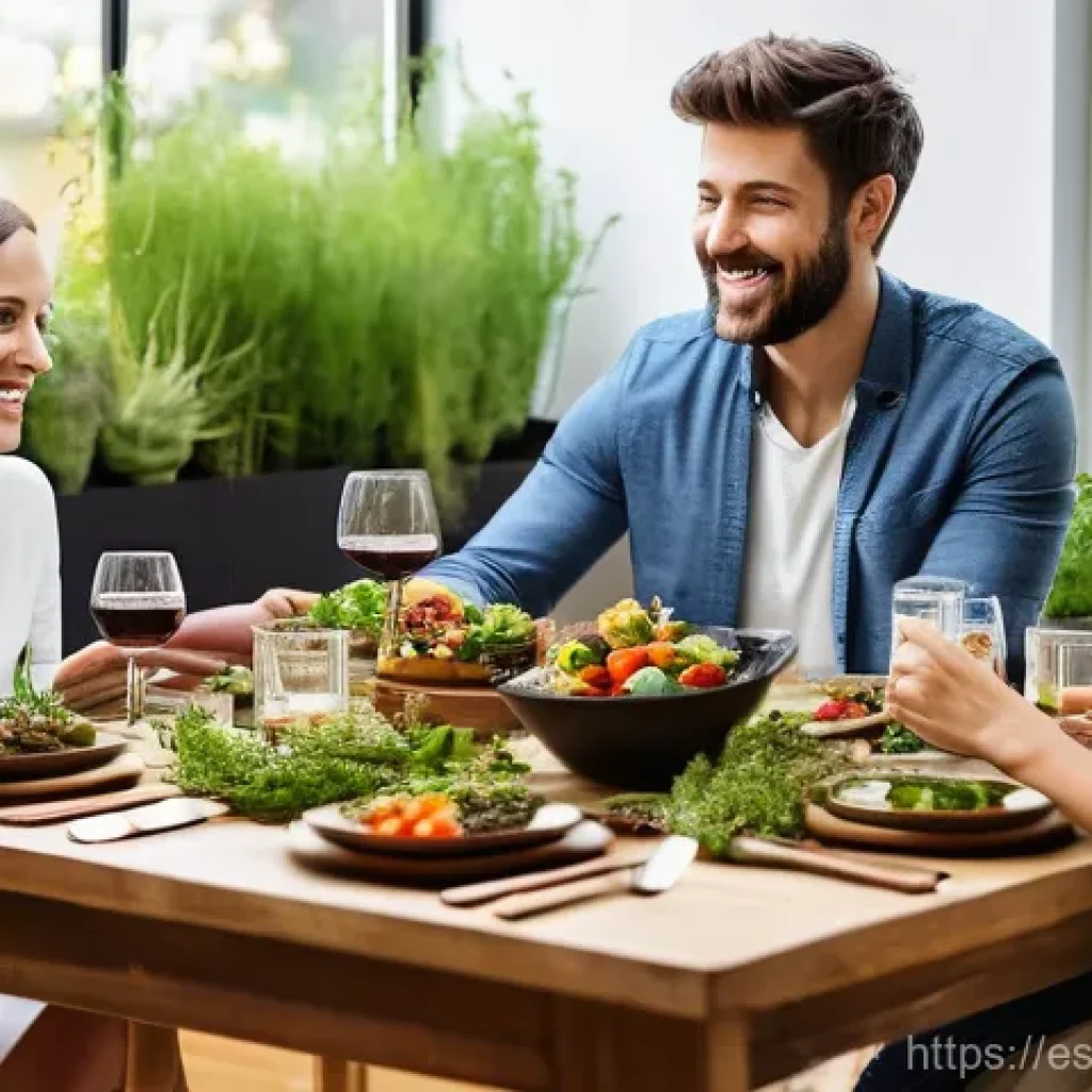 세계 인구 증가와 대체식량 - **Prompt 1: "The Future Feast: A Vibrant Plant-Based Dinner"**
"A brightly lit, modern dining ro...