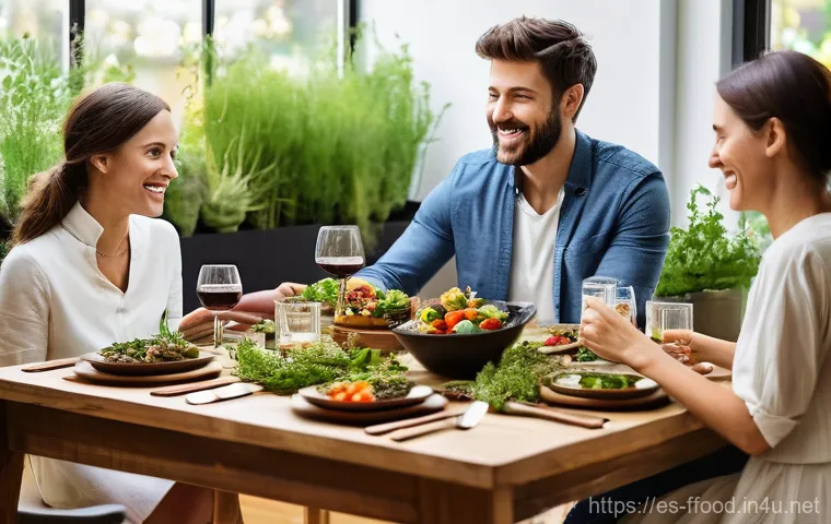 세계 인구 증가와 대체식량 - **Prompt 1: "The Future Feast: A Vibrant Plant-Based Dinner"**
"A brightly lit, modern dining ro...
