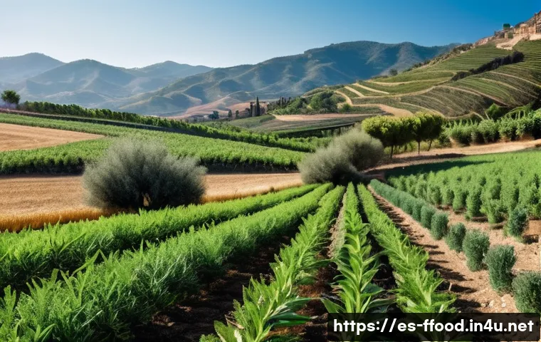 식량 안보를 위한 지속 가능한 정책 - **Prompt 1: Regenerative Farming in an Andalusian Finca**
    "A vibrant, wide-angle shot of a flour...