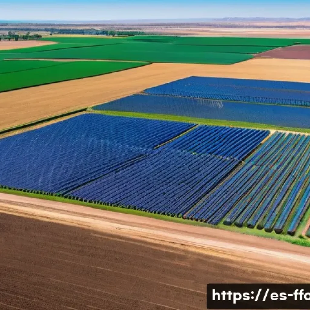 기후 변화에 대응하는 농업 혁신 - A detailed aerial view of a semi-arid Mexican farm featuring advanced digital agriculture technology...