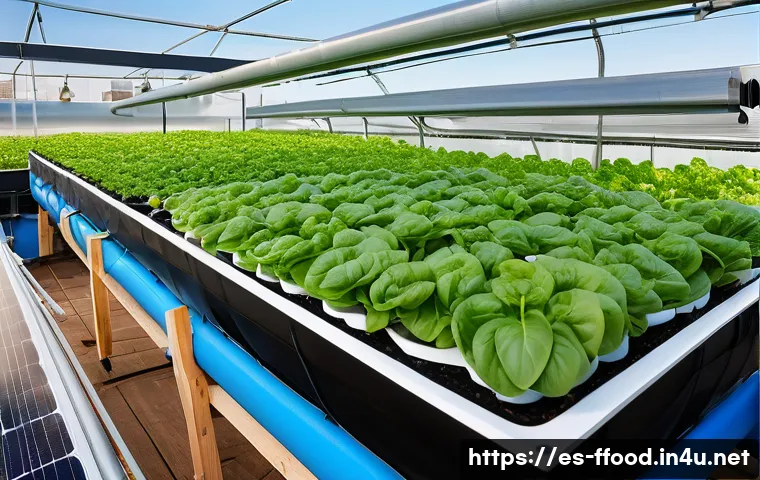 수경재배와 아쿠아포닉스 비교 - A modern urban aquaponic system set up on a rooftop garden in a Spanish city, featuring lush green l...