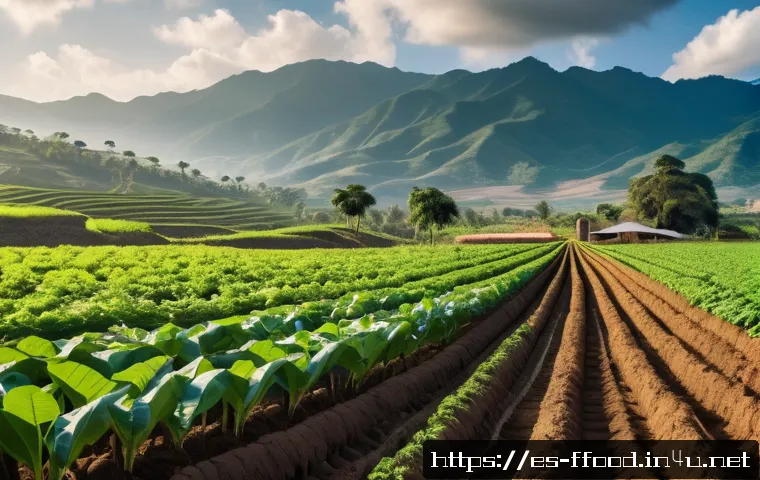 인공지능을 활용한 농업 혁신 - A modern Latin American farm in Valle del Cauca, Colombia, showcasing smart IoT soil and air sensors...