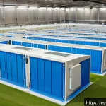 곤충 단백질의 장점 - A modern, clean indoor cricket farm in Spain featuring automated climate-controlled enclosures with ...