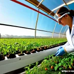 Home 23 미래식량 생산을 위한 연구 개발 - Photorealistic agricultural research laboratory in Valencia, Spain, scientists in clean white lab co...